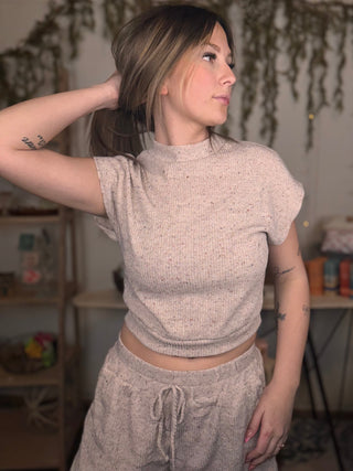 Mock Neck Knit Top-Short sleeve-It&#x27;s Personal Boutique LLC