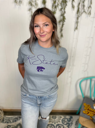 K-State Graphic Tee-K-State-Gray-Small-It&#x27;s Personal Boutique LLC
