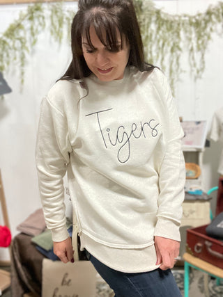 Tigers Embroidered Crewneck-FHSU-It&#x27;s Personal Boutique LLC