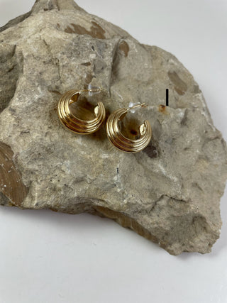 Earrings $10-Jewelry-Textured gold hoops-It&#x27;s Personal Boutique LLC