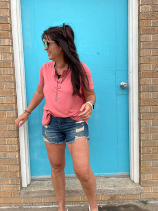 Ash Rose Short Sleeve Button Down-Short sleeve-It&#x27;s Personal Boutique LLC