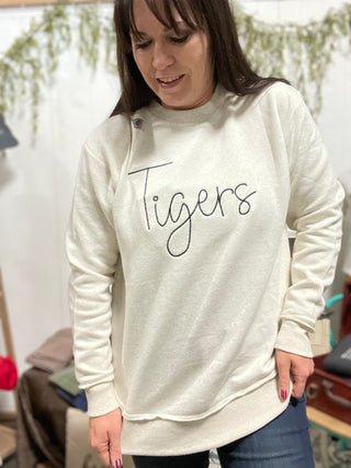 Tigers Embroidered Crewneck-FHSU-It&#x27;s Personal Boutique LLC