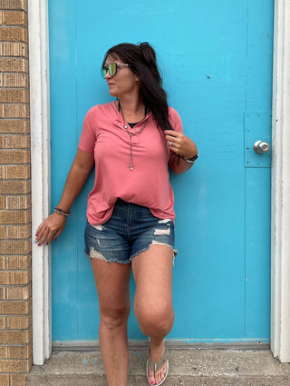 Ash Rose Short Sleeve Button Down-Short sleeve-It&#x27;s Personal Boutique LLC
