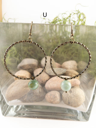 Earrings $10-Jewelry-Bronze hoops w/ mint bead-It&#x27;s Personal Boutique LLC