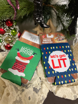 Christmas koozies-Holiday-Moon Shine-It&#x27;s Personal Boutique LLC