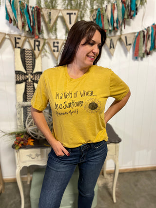 Mustard Kansas Sunflower Graphic Tee-Graphic tee-It&#x27;s Personal Boutique LLC
