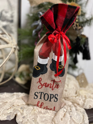 Santa Wine Bag-All the Things-Red/Black-It&#x27;s Personal Boutique LLC
