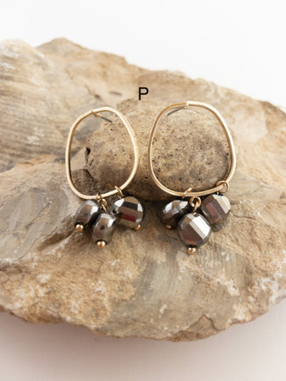 Earrings $10-Jewelry-Gold hoops with gun metal beads-It&#x27;s Personal Boutique LLC