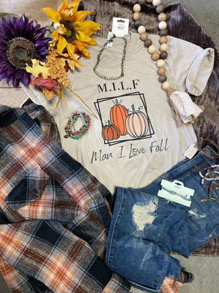 M.I.L.F. Man, I Love Fall Graphic Tee-Graphic tee-It&#x27;s Personal Boutique LLC
