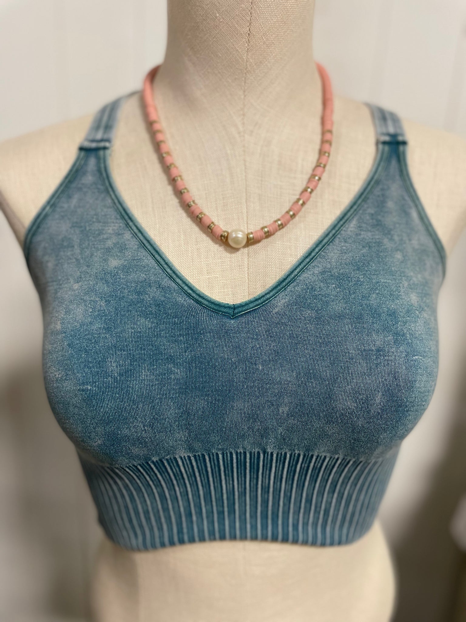 Teal Crisscross Cropped Tank Top