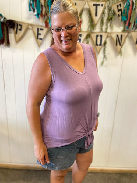 Dusty Lavender Tie Knot Tank Top