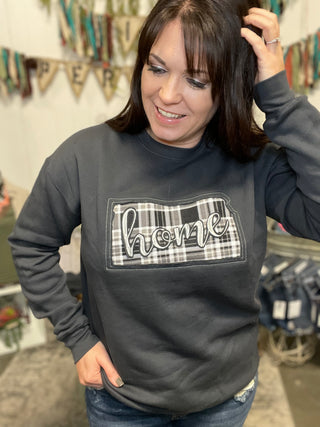 Charcoal Plaid Home Sweatshirt-Sweatshirts-It&#x27;s Personal Boutique LLC