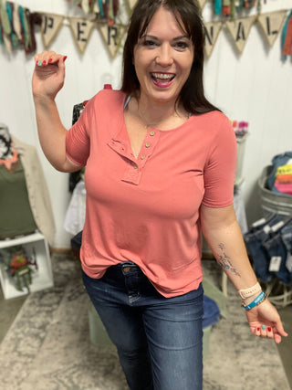 Ash Rose Short Sleeve Button Down-Short sleeve-It&#x27;s Personal Boutique LLC