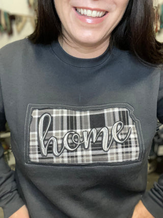 Charcoal Plaid Home Sweatshirt-Sweatshirts-It&#x27;s Personal Boutique LLC