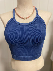 Lt. Navy Curvy Vintaged Ribbed Cami Top