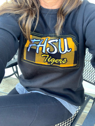 FHSU Plaid Sweatshirts-FHSU-It&#x27;s Personal Boutique LLC