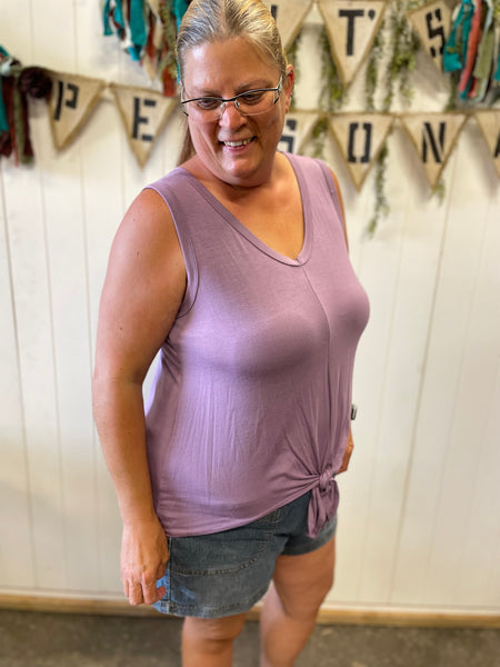 Dusty Lavender Tie Knot Tank Top