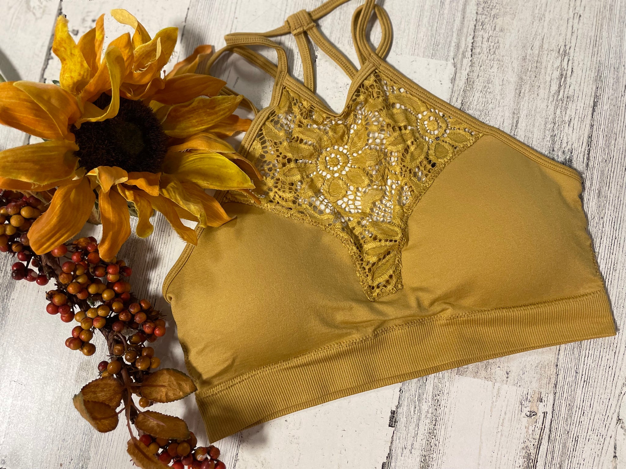Light Mustard Floral Bralette