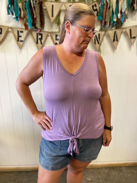 Dusty Lavender Tie Knot Tank Top