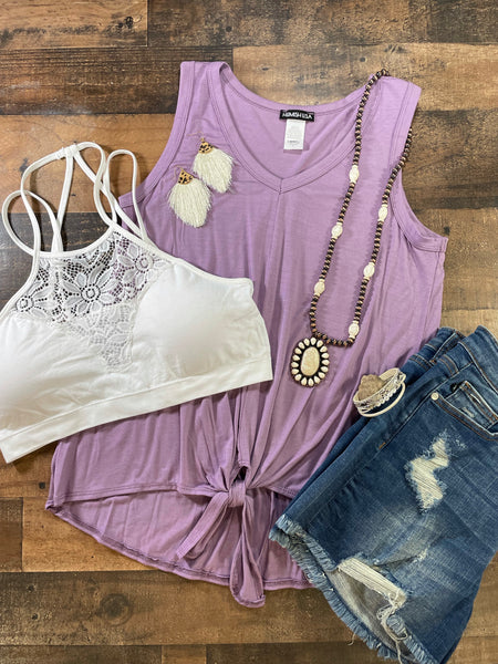 Dusty Lavender Tie Knot Tank Top