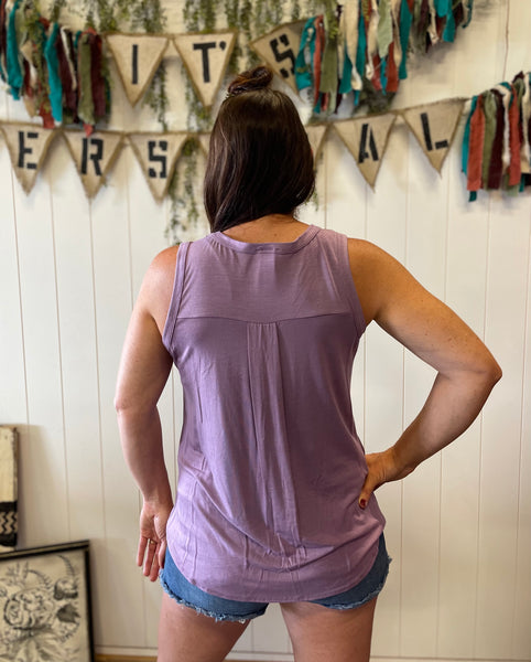 Dusty Lavender Tie Knot Tank Top