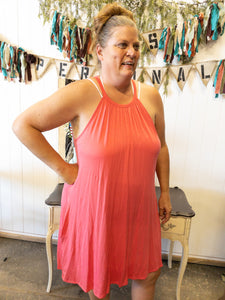 Coral Halter Tank Dresses