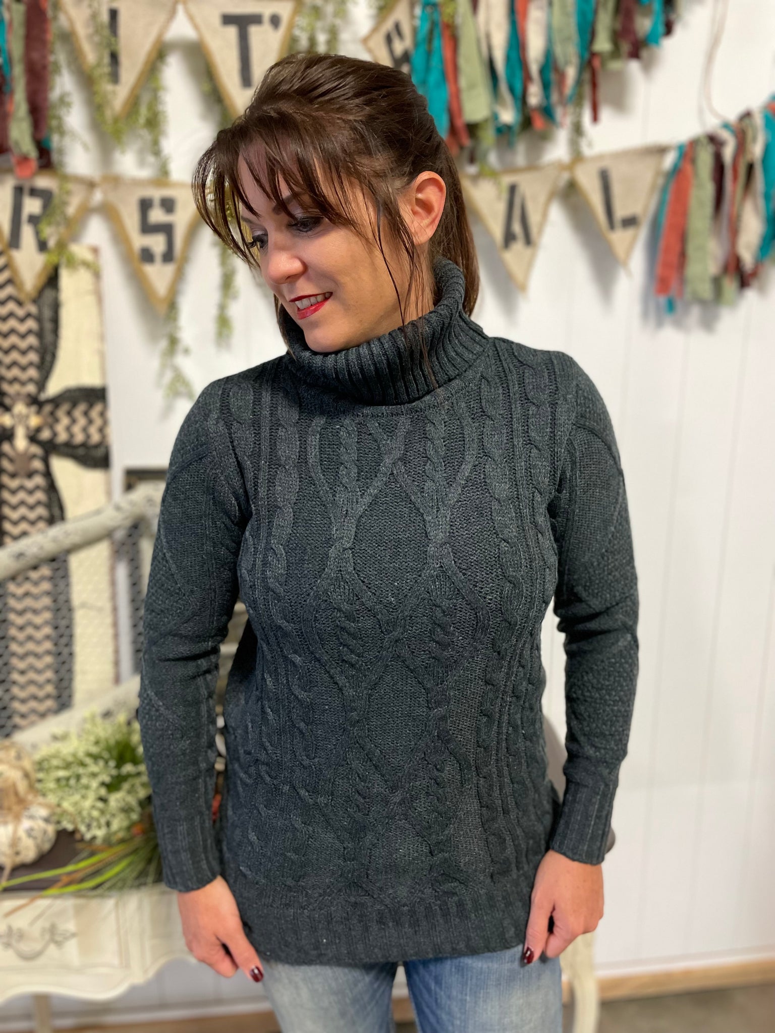 Charcoal Turtleneck Sweater
