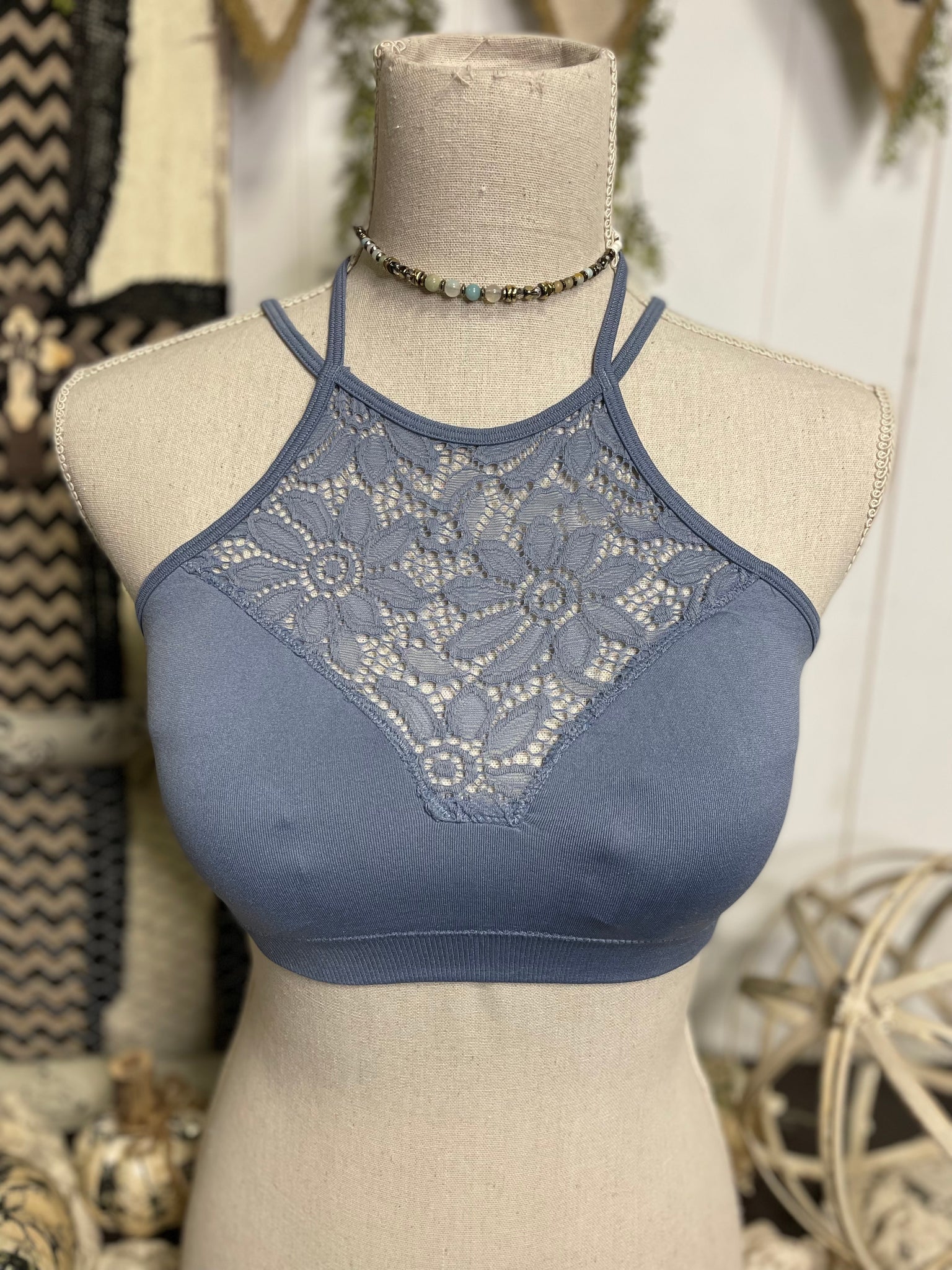 Cement Floral Bralette