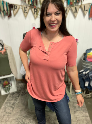 Ash Rose Short Sleeve Button Down-Short sleeve-It&#x27;s Personal Boutique LLC