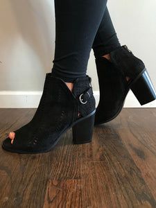 Black Toeless heeled booties