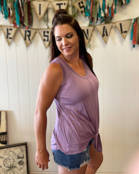 Dusty Lavender Tie Knot Tank Top