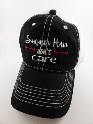 Summer hair don't care hat-hats-BLK/WHT/RED-It&#x27;s Personal Boutique LLC