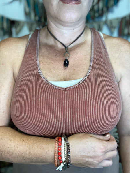 Dk Rust Ribbed Crop Top